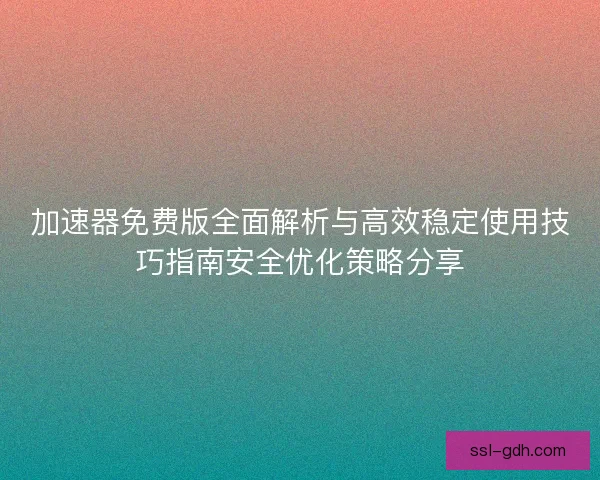加速器免费版全面解析与高效稳定使用技巧指南安全优化策略分享